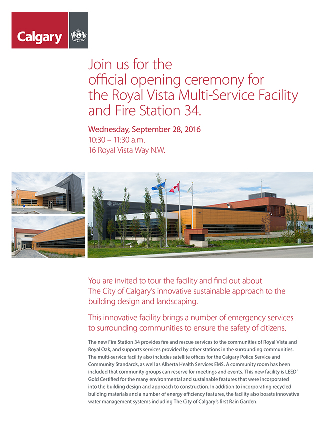 Royal Vista Fire Service Facility Invitation