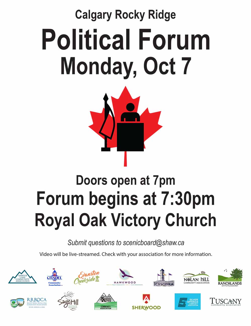 PoliticalForumPoster 2019 Rocky Ridge Royal Oak Community Association